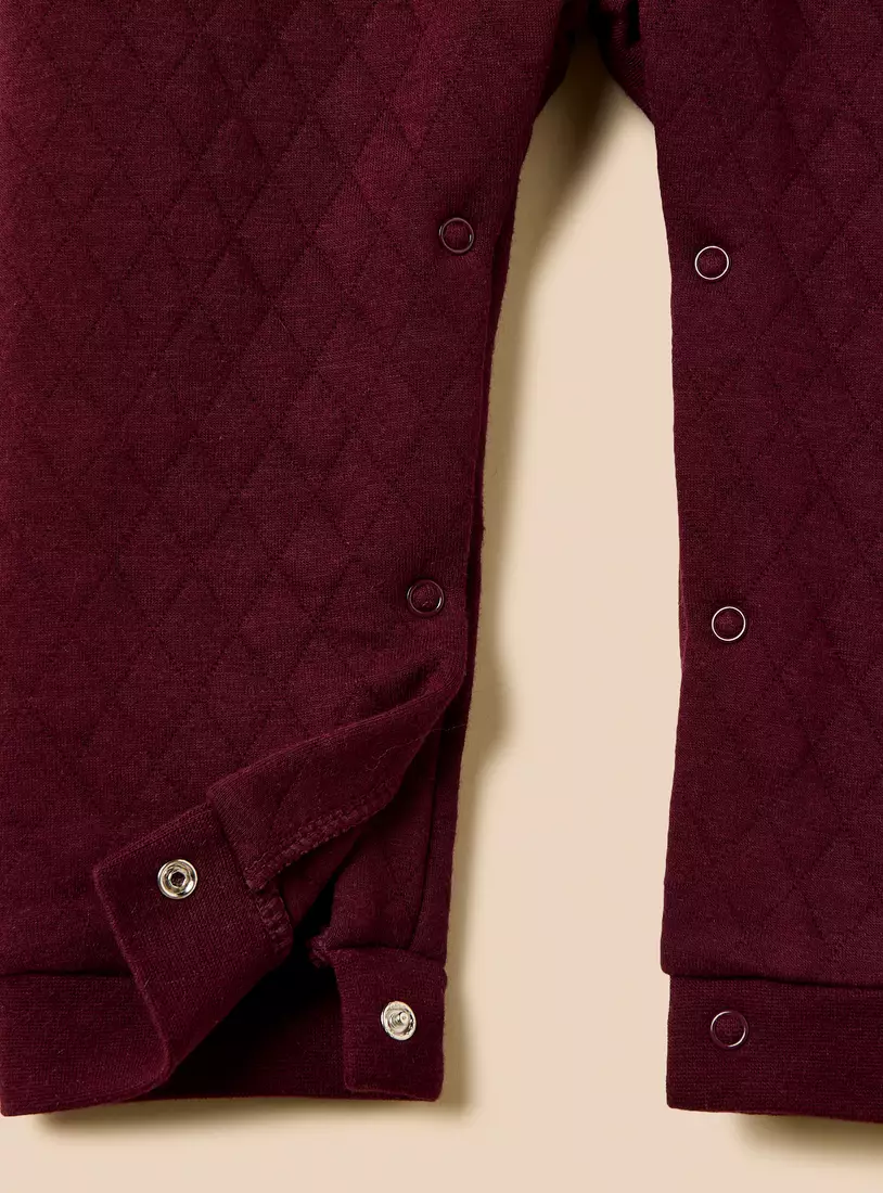 Textured Velour Sleepsuit with Beanie Cap-4