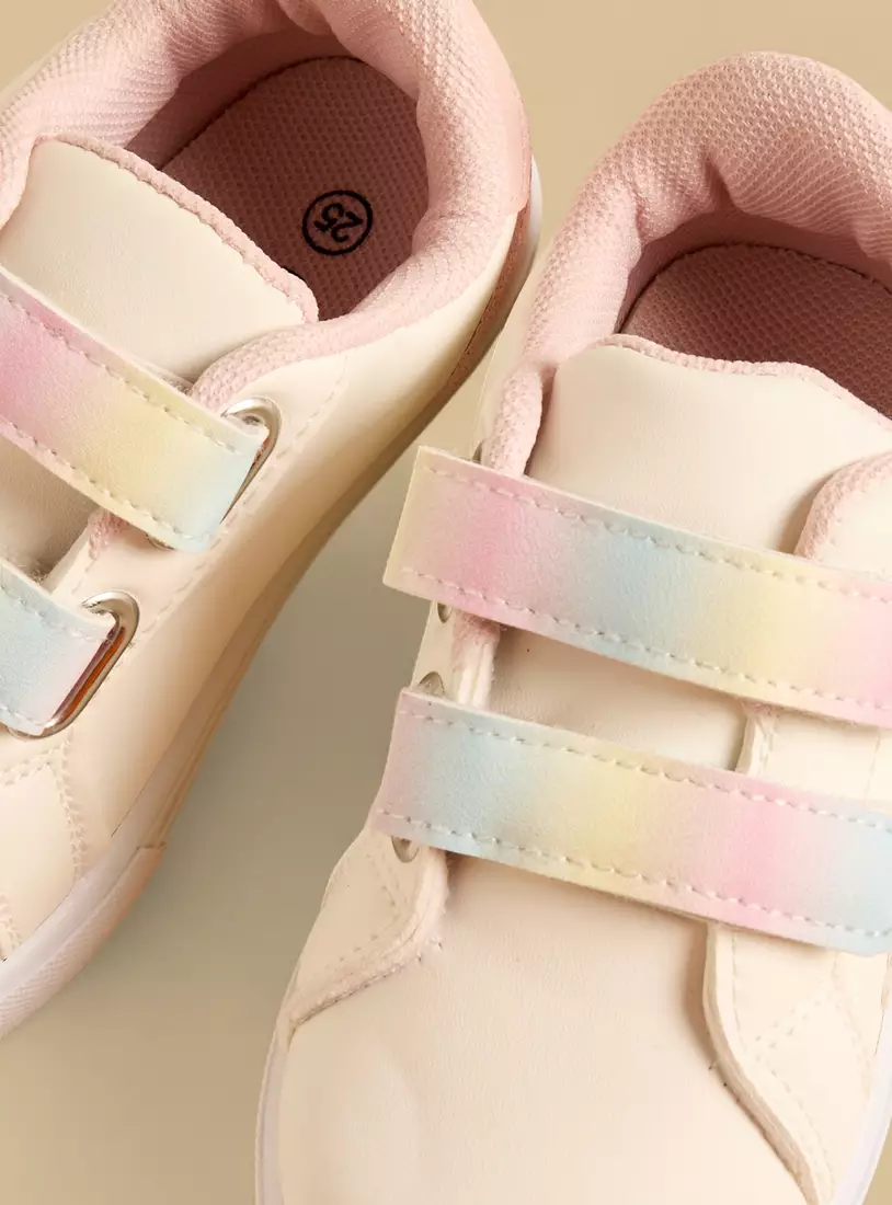 Unicorn Print Sneakers with Hook and Loop Closure -3