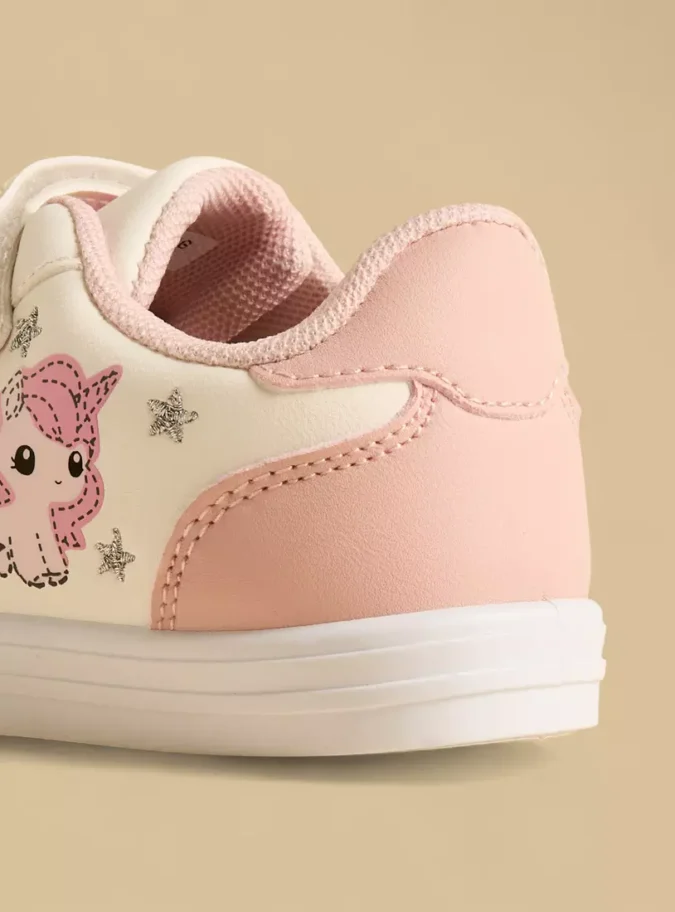 Unicorn Print Sneakers with Hook and Loop Closure -4
